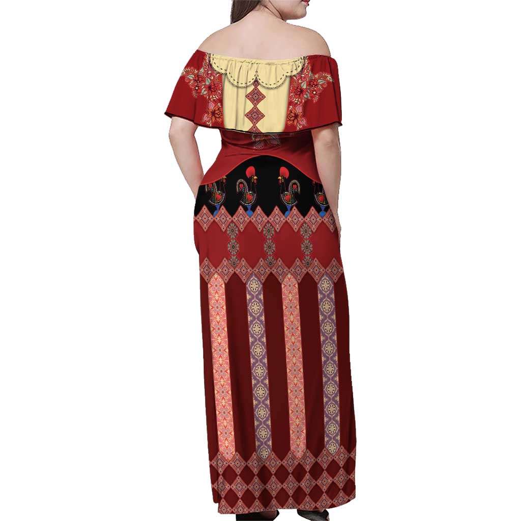 Portugal National Costume Family Matching Off Shoulder Maxi Dress and Hawaiian Shirt Barcelos Rooster Patterns - Wonder Print Shop