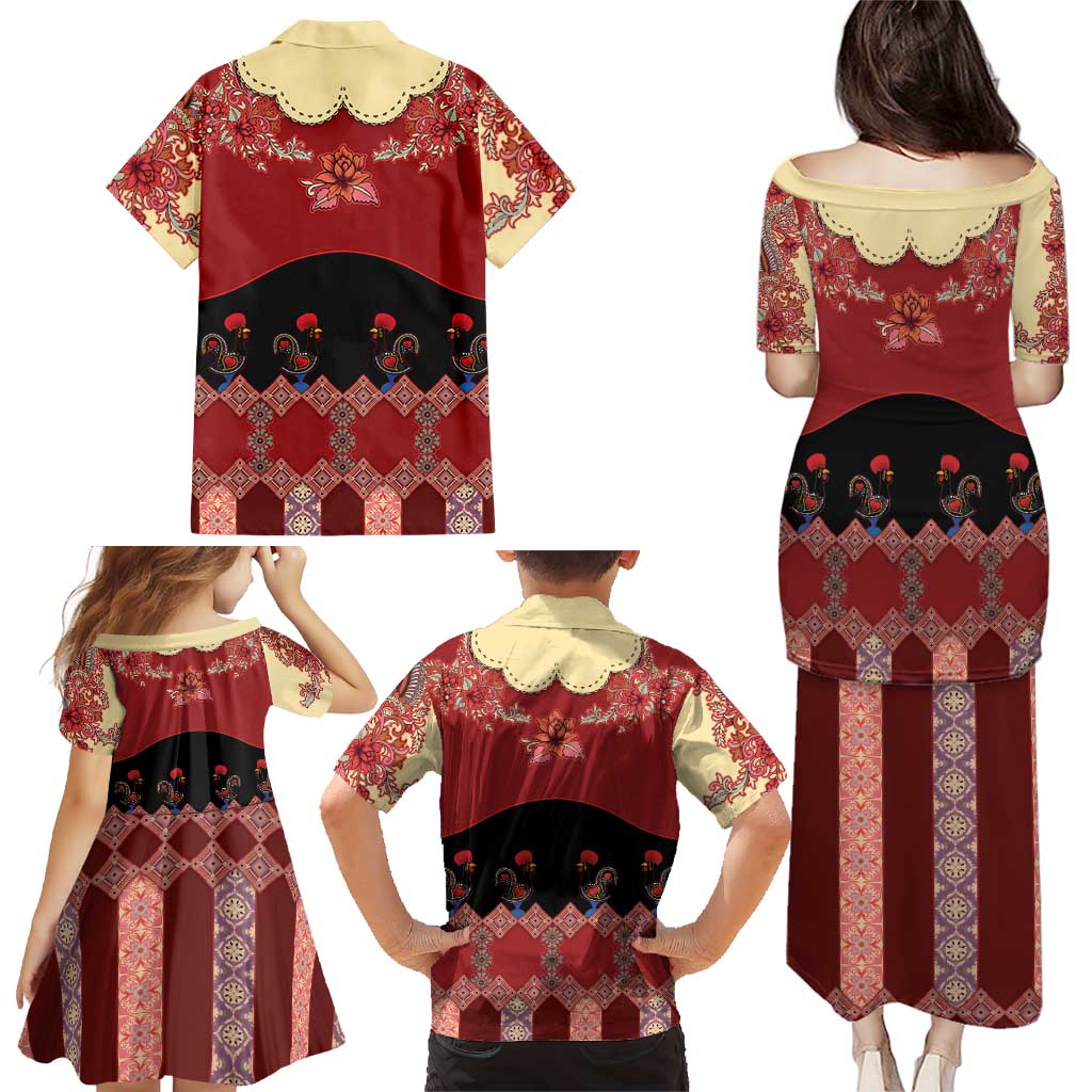 Portugal National Costume Family Matching Puletasi and Hawaiian Shirt Barcelos Rooster Patterns - Wonder Print Shop