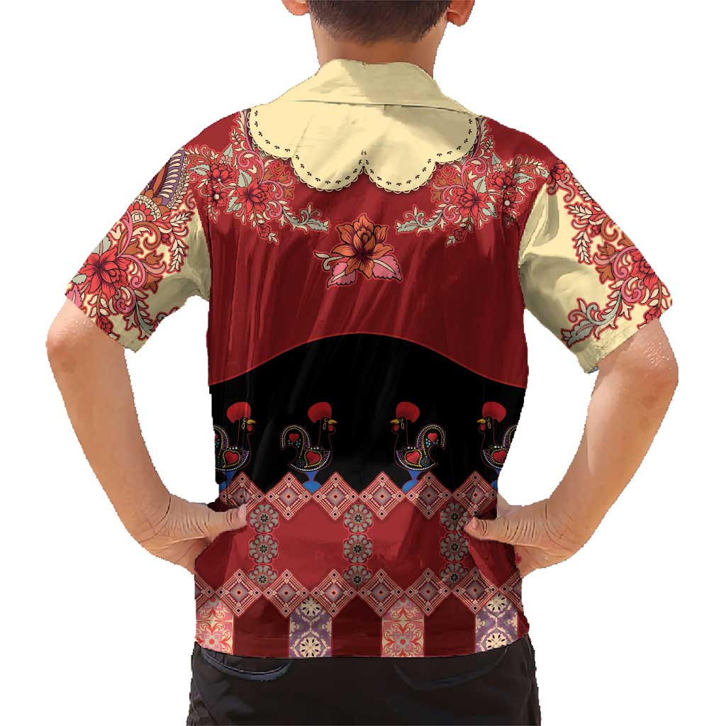 Portugal National Costume Family Matching Short Sleeve Bodycon Dress and Hawaiian Shirt Barcelos Rooster Patterns - Wonder Print Shop