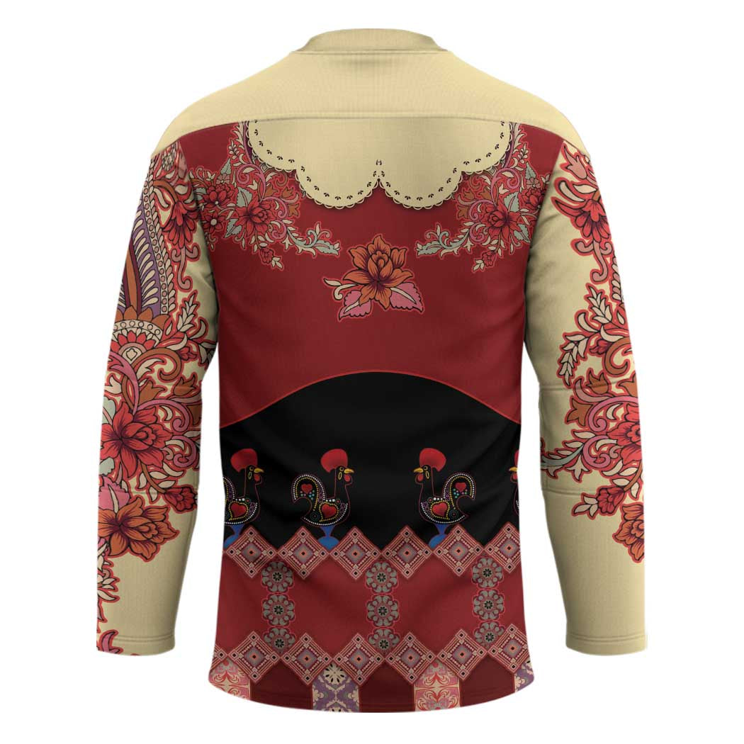 Portugal National Costume Hockey Jersey Barcelos Rooster Patterns - Wonder Print Shop