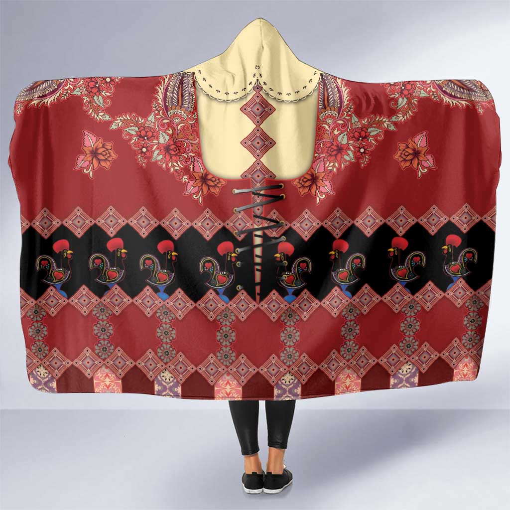 Portugal National Costume Hooded Blanket Barcelos Rooster Patterns - Wonder Print Shop