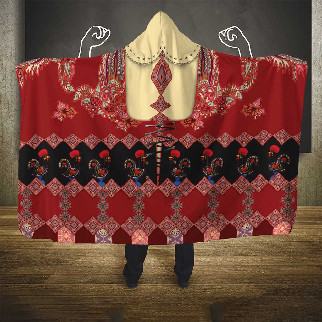 Portugal National Costume Hooded Blanket Barcelos Rooster Patterns - Wonder Print Shop