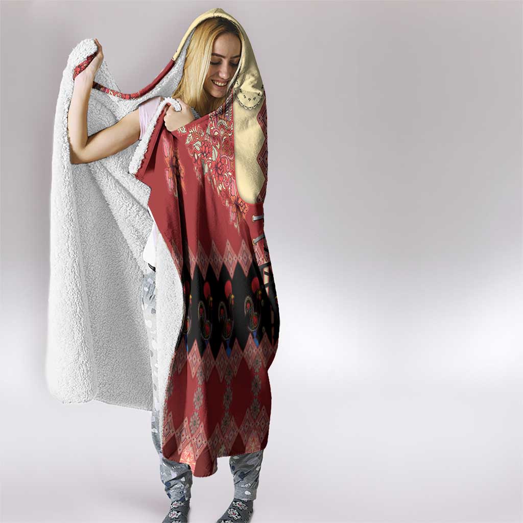 Portugal National Costume Hooded Blanket Barcelos Rooster Patterns - Wonder Print Shop