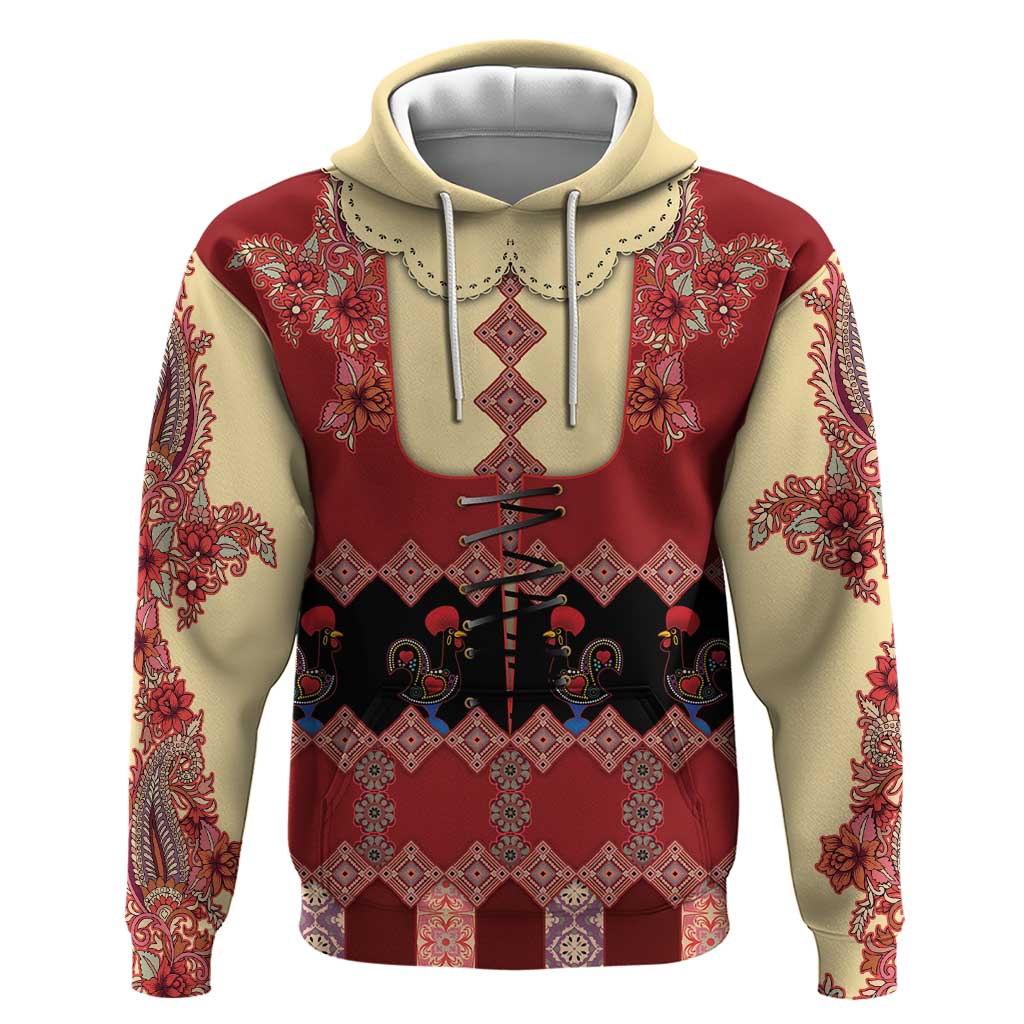Portugal National Costume Hoodie Barcelos Rooster Patterns - Wonder Print Shop