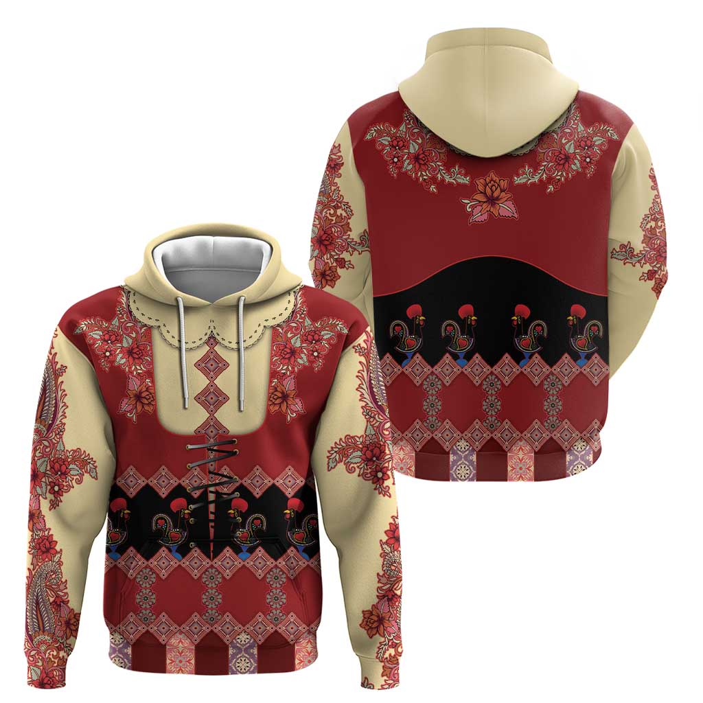 Portugal National Costume Hoodie Barcelos Rooster Patterns - Wonder Print Shop