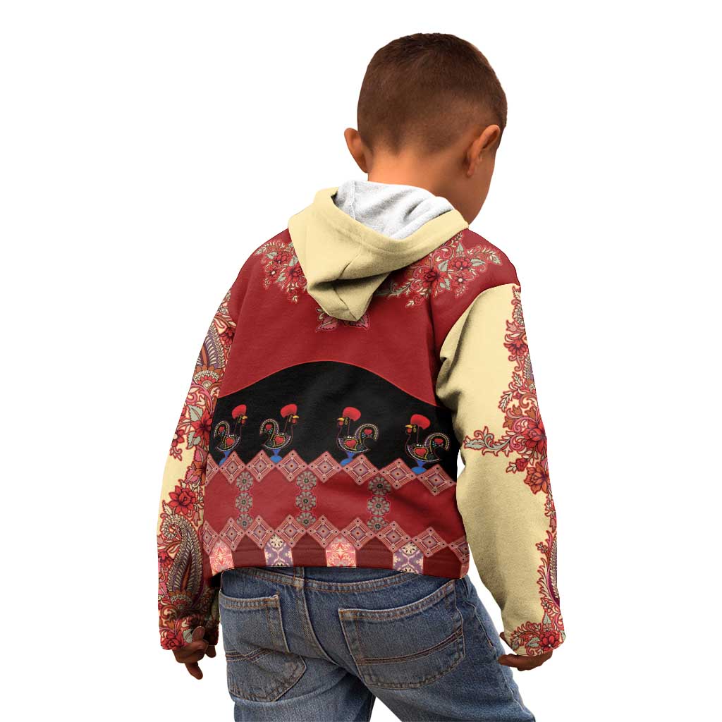 Portugal National Costume Kid Hoodie Barcelos Rooster Patterns - Wonder Print Shop