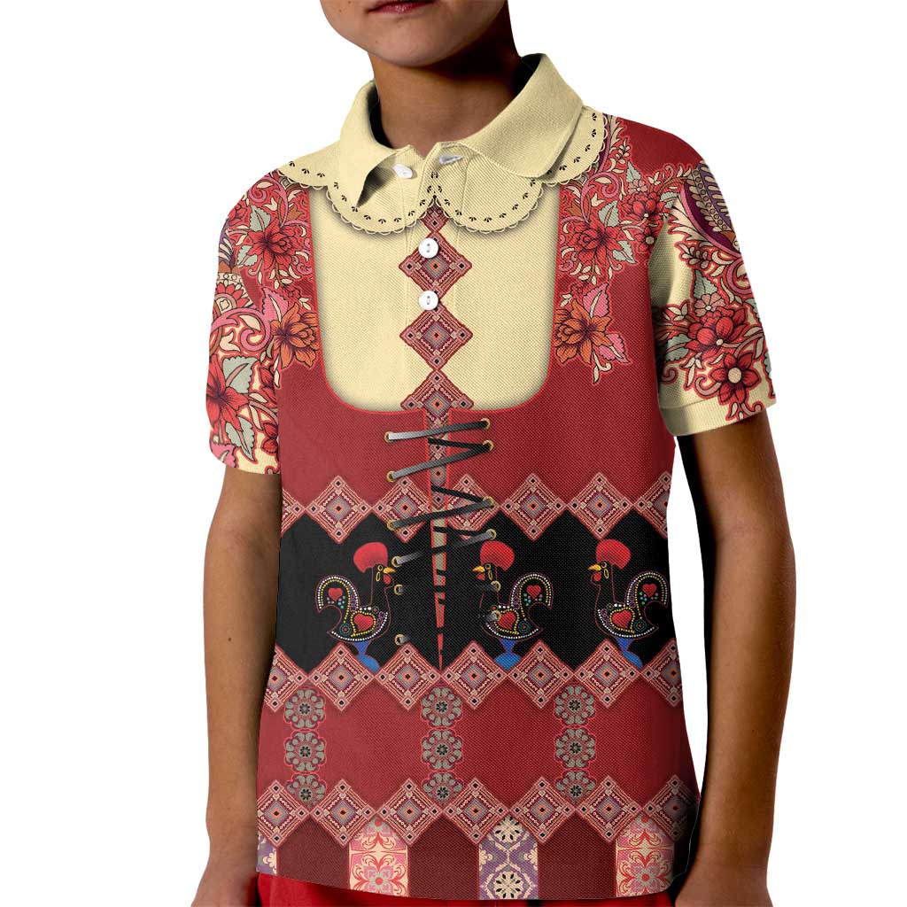 Portugal National Costume Kid Polo Shirt Barcelos Rooster Patterns - Wonder Print Shop