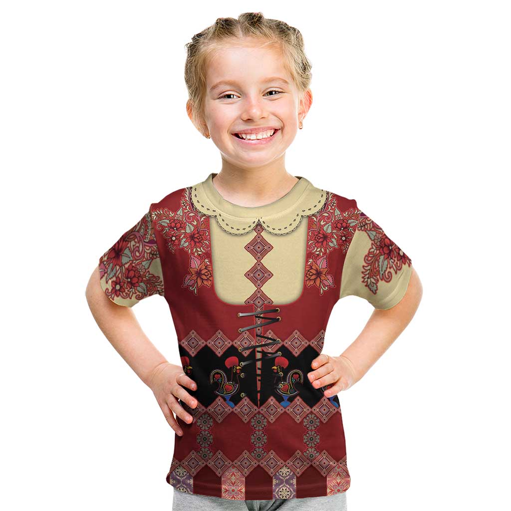 Portugal National Costume Kid T Shirt Barcelos Rooster Patterns - Wonder Print Shop