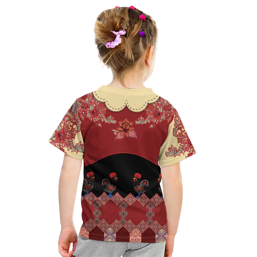 Portugal National Costume Kid T Shirt Barcelos Rooster Patterns - Wonder Print Shop