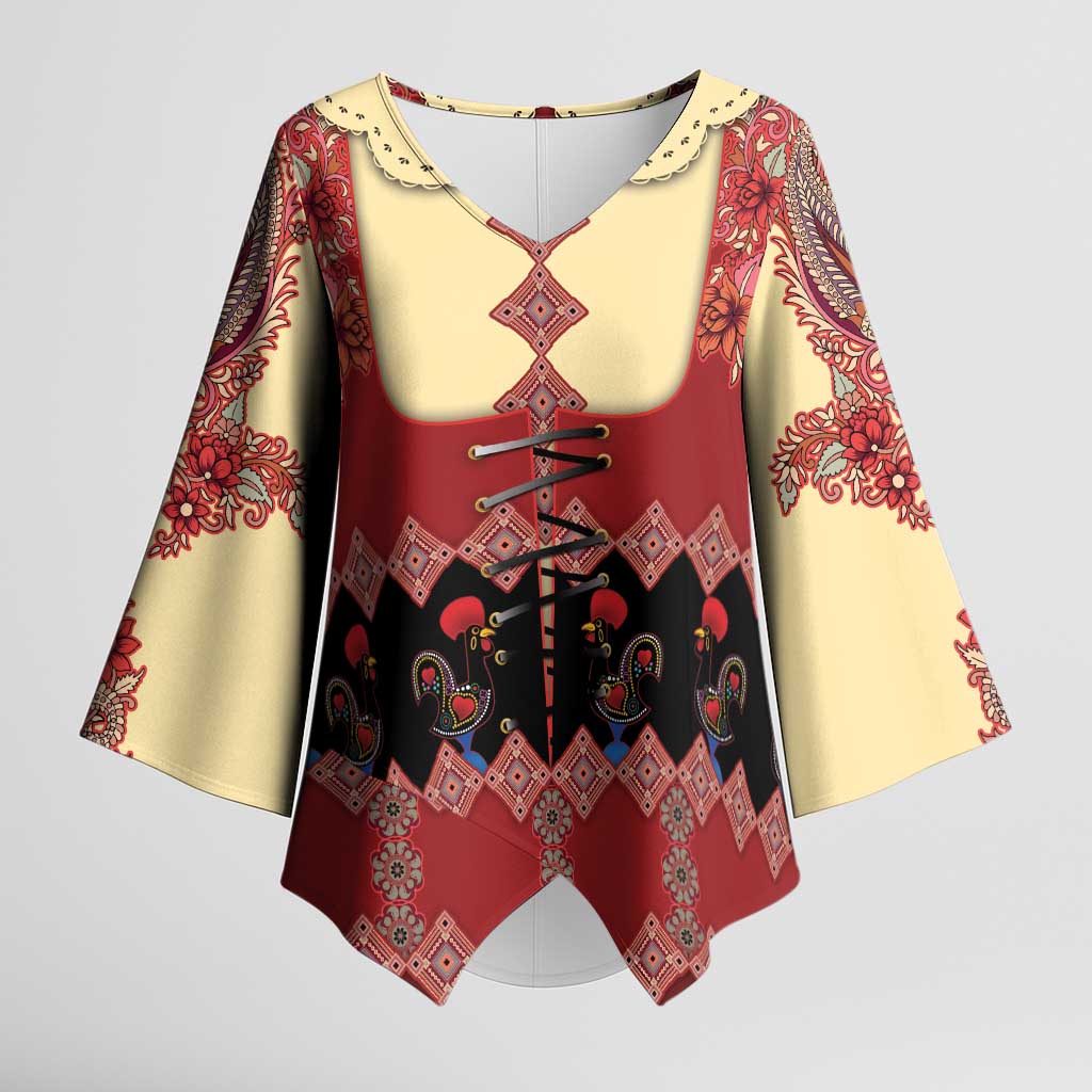 Portugal National Costume Kimono Sleeve Blouse Barcelos Rooster Patterns - Wonder Print Shop