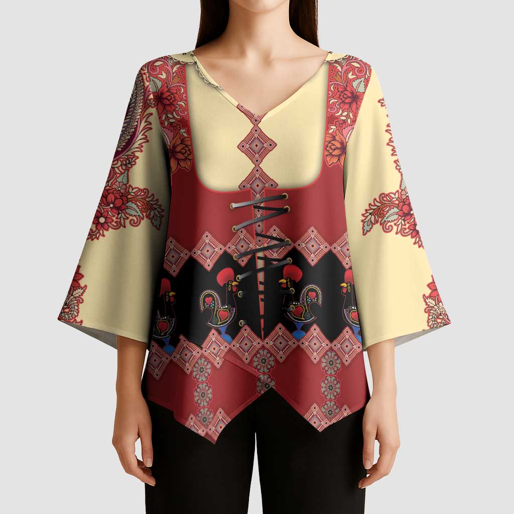 Portugal National Costume Kimono Sleeve Blouse Barcelos Rooster Patterns - Wonder Print Shop