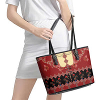 Portugal National Costume Leather Tote Bag Barcelos Rooster Patterns - Wonder Print Shop