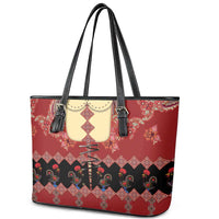 Portugal National Costume Leather Tote Bag Barcelos Rooster Patterns - Wonder Print Shop