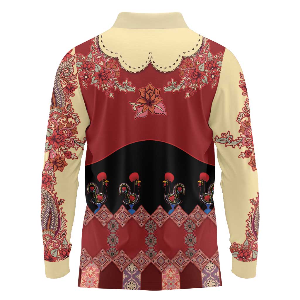 Portugal National Costume Long Sleeve Polo Shirt Barcelos Rooster Patterns - Wonder Print Shop