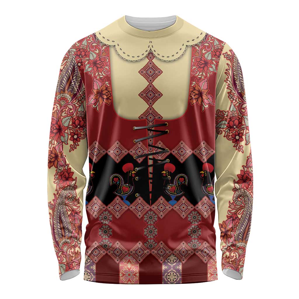 Portugal National Costume Long Sleeve Shirt Barcelos Rooster Patterns - Wonder Print Shop