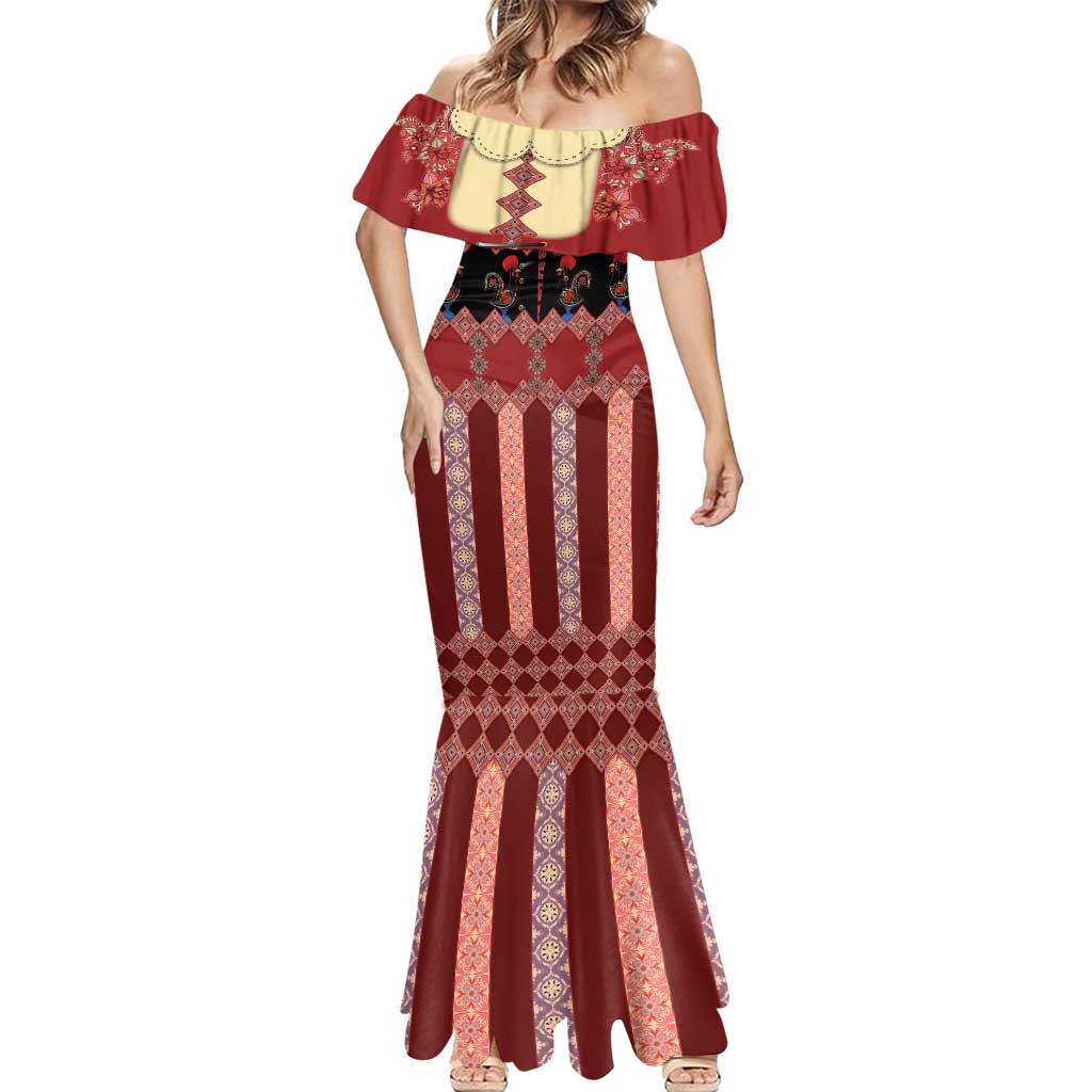 Portugal National Costume Mermaid Dress Barcelos Rooster Patterns - Wonder Print Shop