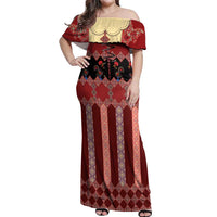 Portugal National Costume Off Shoulder Maxi Dress Barcelos Rooster Patterns - Wonder Print Shop