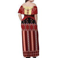 Portugal National Costume Off Shoulder Maxi Dress Barcelos Rooster Patterns - Wonder Print Shop