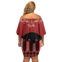 Portugal National Costume Off Shoulder Short Dress Barcelos Rooster Patterns - Wonder Print Shop