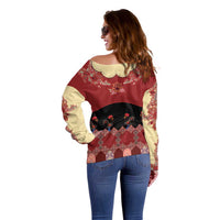 Portugal National Costume Off Shoulder Sweater Barcelos Rooster Patterns - Wonder Print Shop
