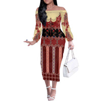 Portugal National Costume Off The Shoulder Long Sleeve Dress Barcelos Rooster Patterns - Wonder Print Shop