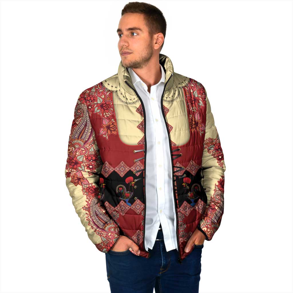 Portugal National Costume Padded Jacket Barcelos Rooster Patterns - Wonder Print Shop