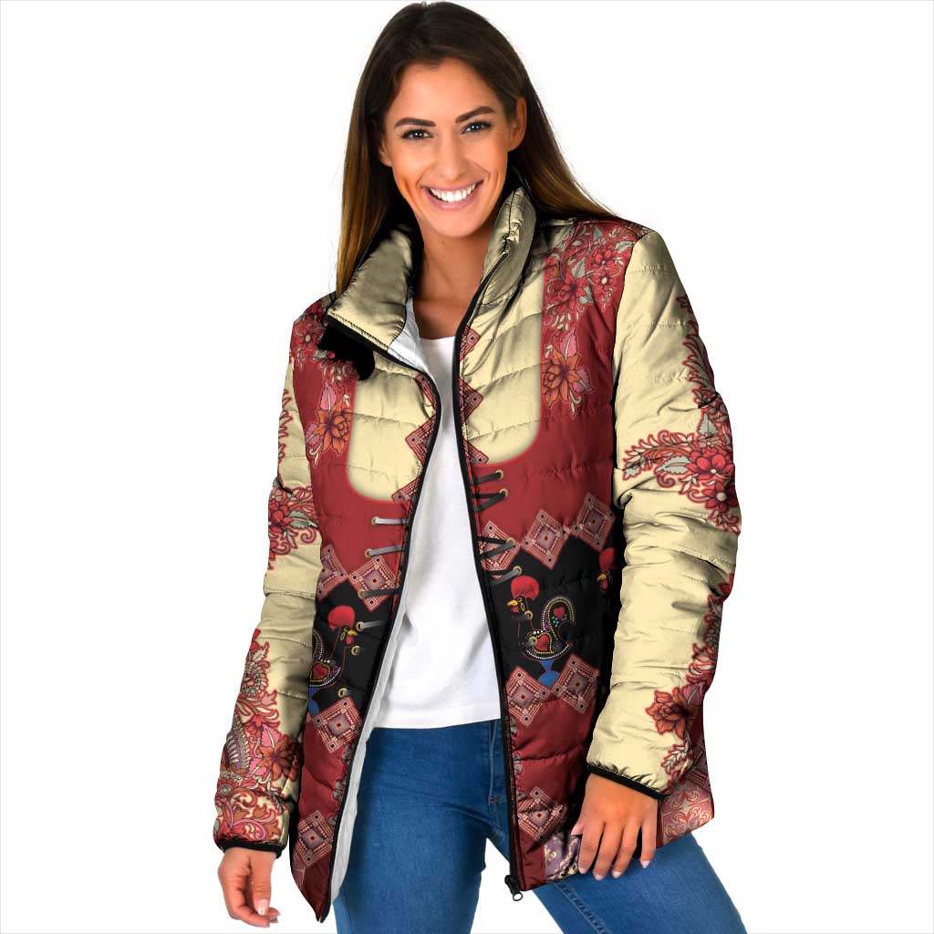 Portugal National Costume Padded Jacket Barcelos Rooster Patterns - Wonder Print Shop