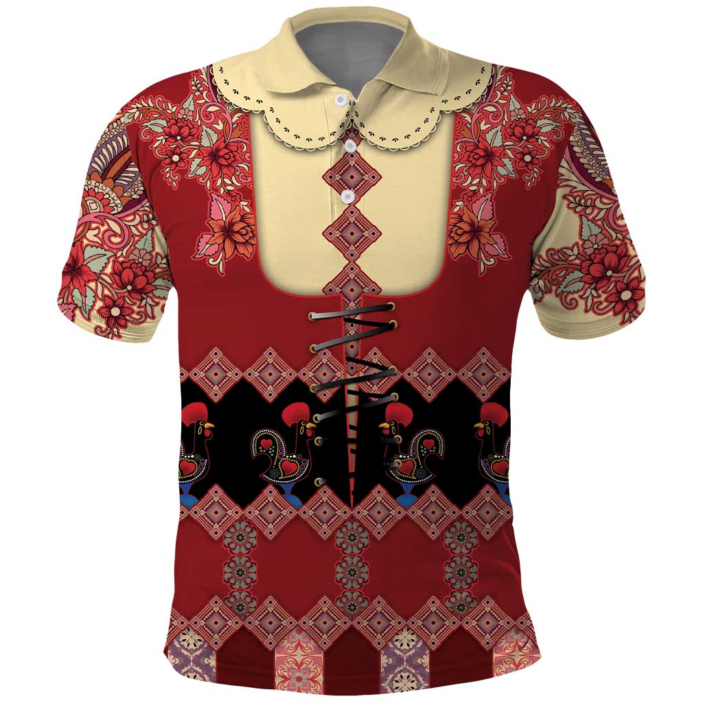 Portugal National Costume Polo Shirt Barcelos Rooster Patterns - Wonder Print Shop