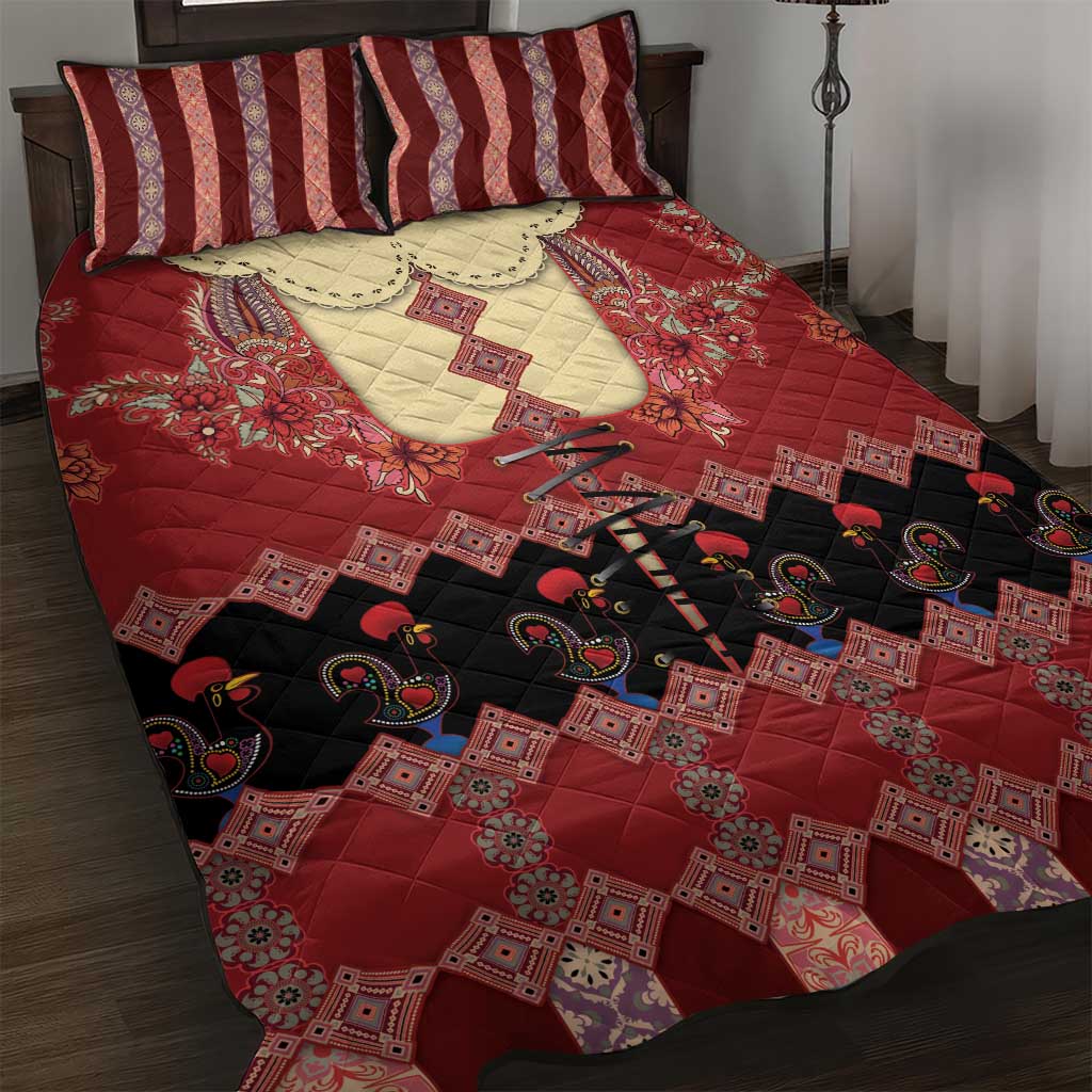Portugal National Costume Quilt Bed Set Barcelos Rooster Patterns - Wonder Print Shop