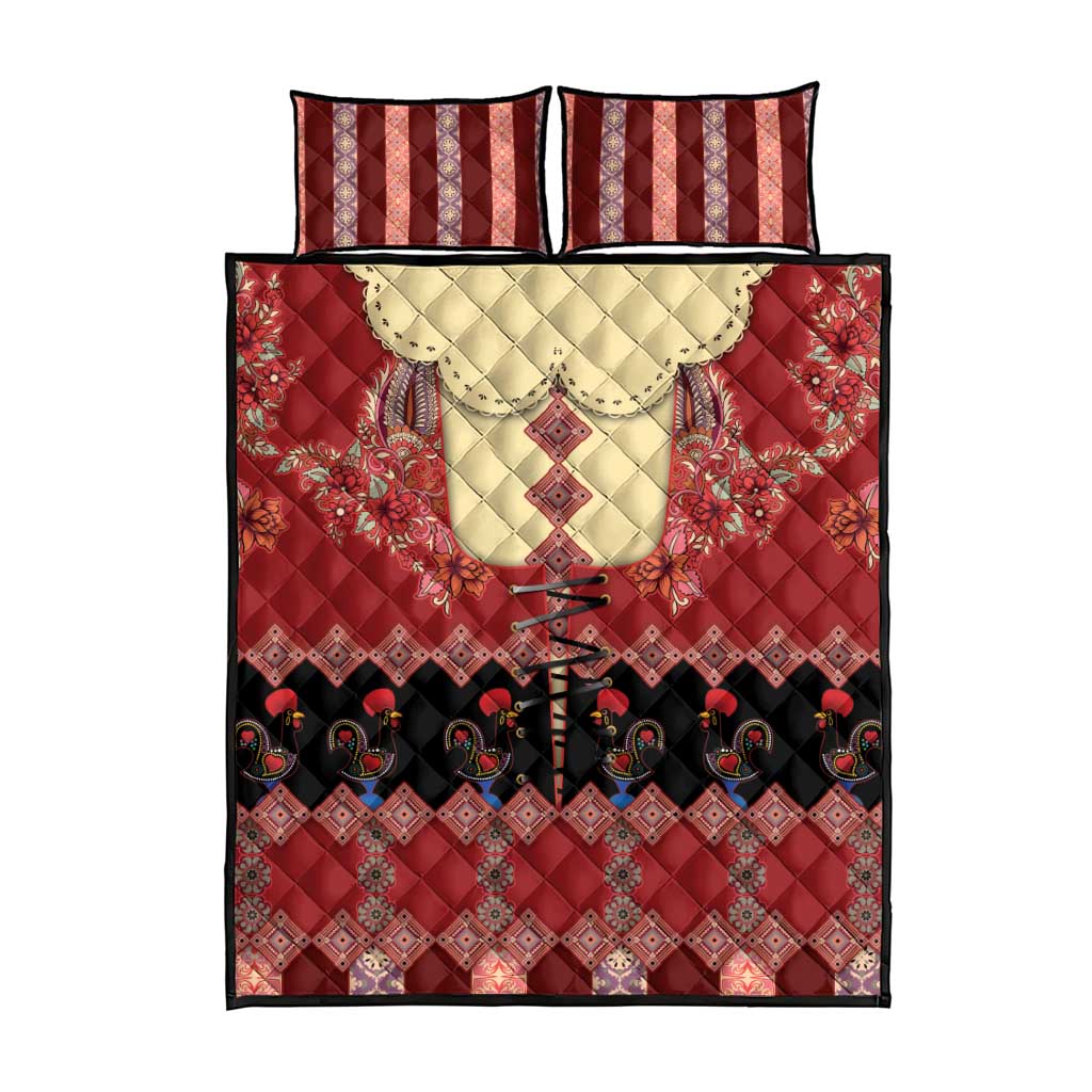 Portugal National Costume Quilt Bed Set Barcelos Rooster Patterns - Wonder Print Shop