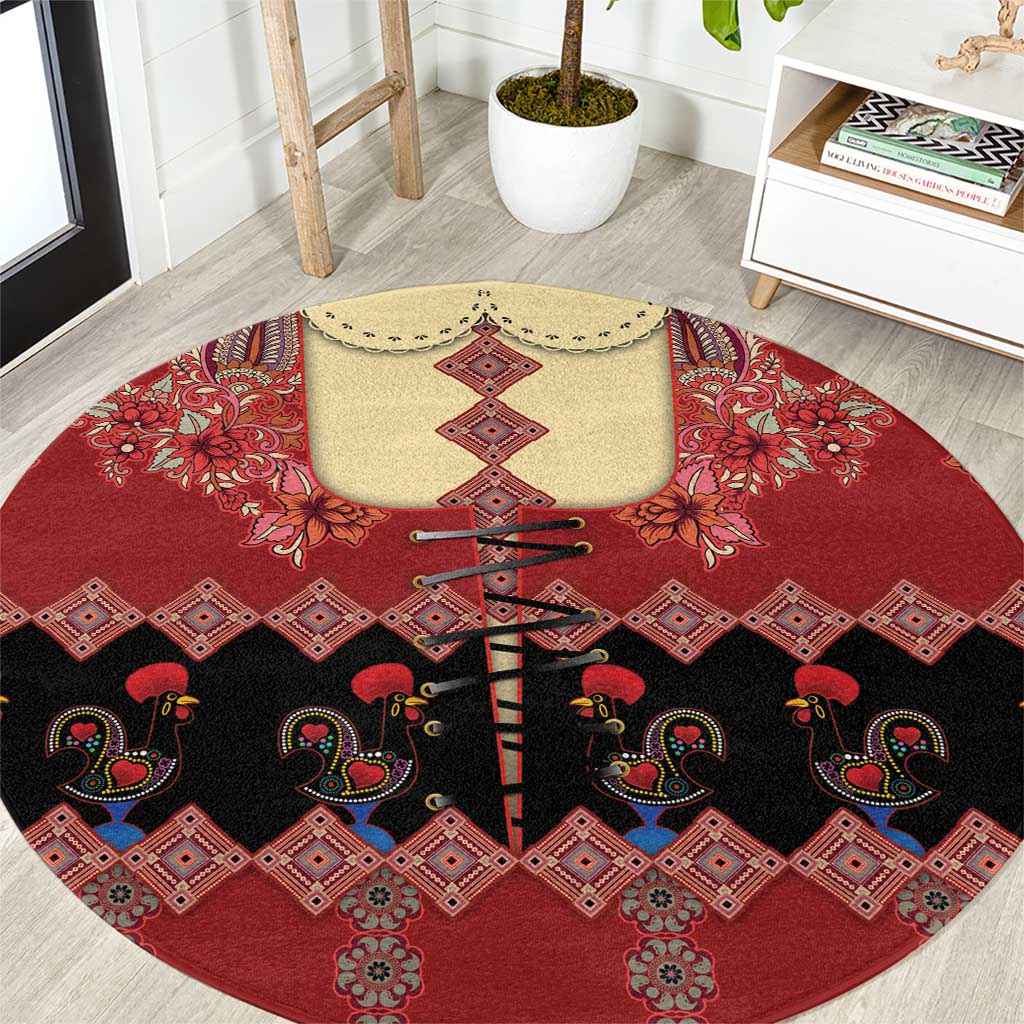 Portugal National Costume Round Carpet Barcelos Rooster Patterns - Wonder Print Shop