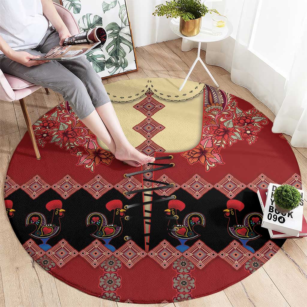 Portugal National Costume Round Carpet Barcelos Rooster Patterns - Wonder Print Shop