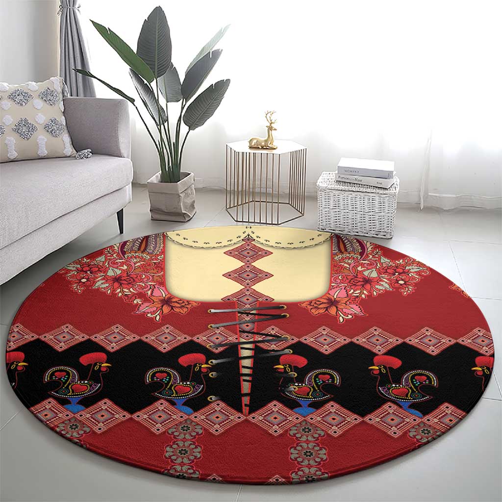 Portugal National Costume Round Carpet Barcelos Rooster Patterns - Wonder Print Shop