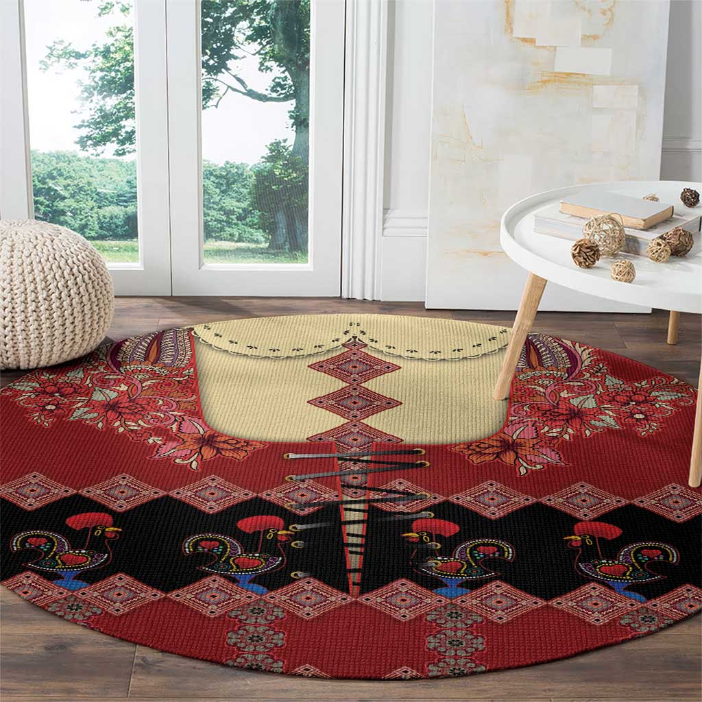 Portugal National Costume Round Carpet Barcelos Rooster Patterns - Wonder Print Shop