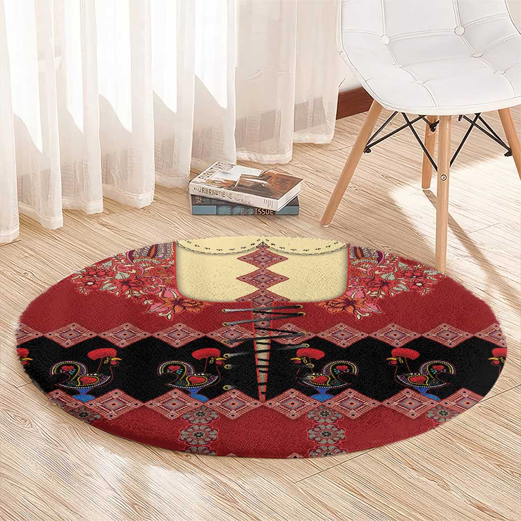Portugal National Costume Round Carpet Barcelos Rooster Patterns - Wonder Print Shop