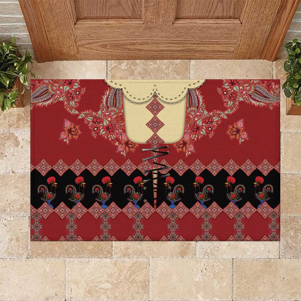 Portugal National Costume Rubber Doormat Barcelos Rooster Patterns - Wonder Print Shop