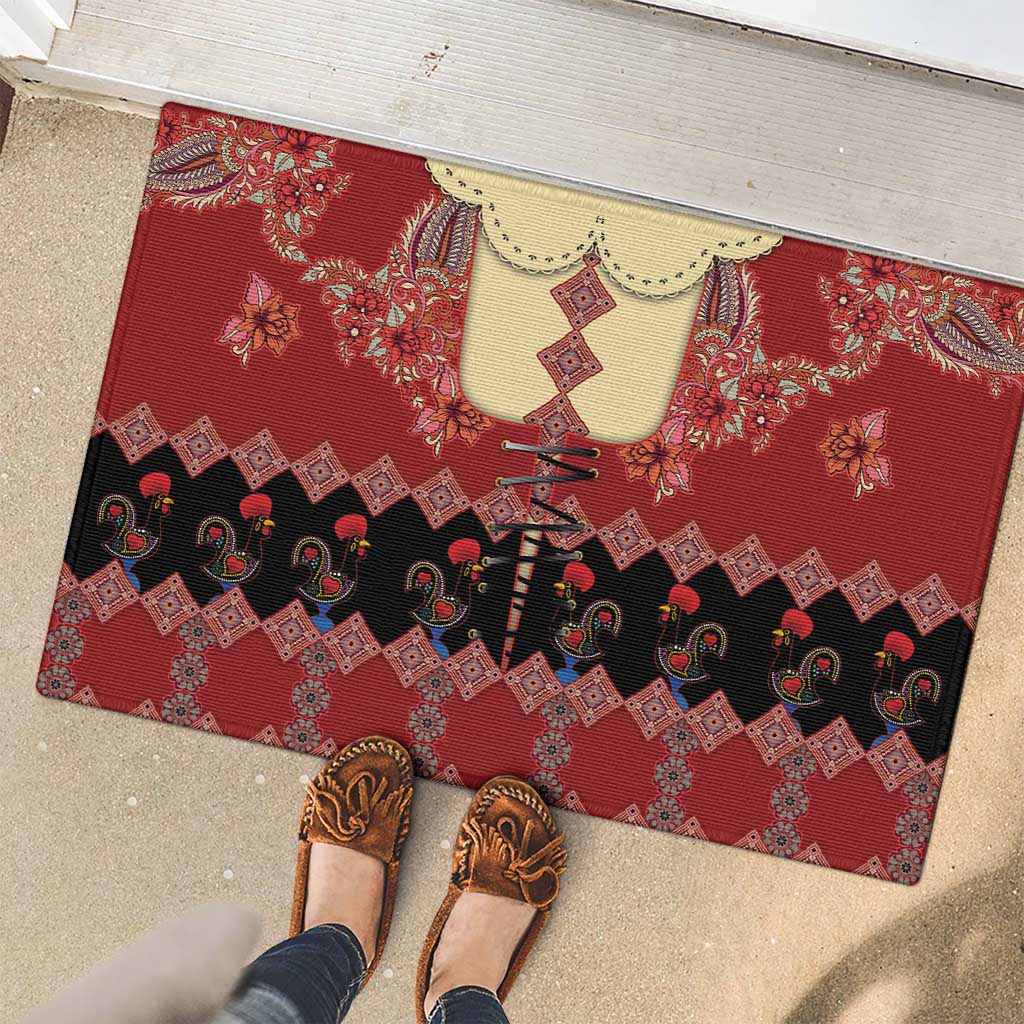 Portugal National Costume Rubber Doormat Barcelos Rooster Patterns - Wonder Print Shop