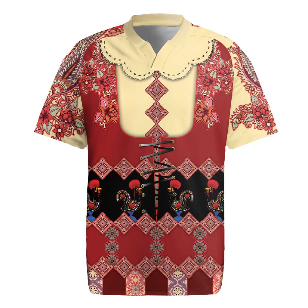 Portugal National Costume Rugby Jersey Barcelos Rooster Patterns - Wonder Print Shop