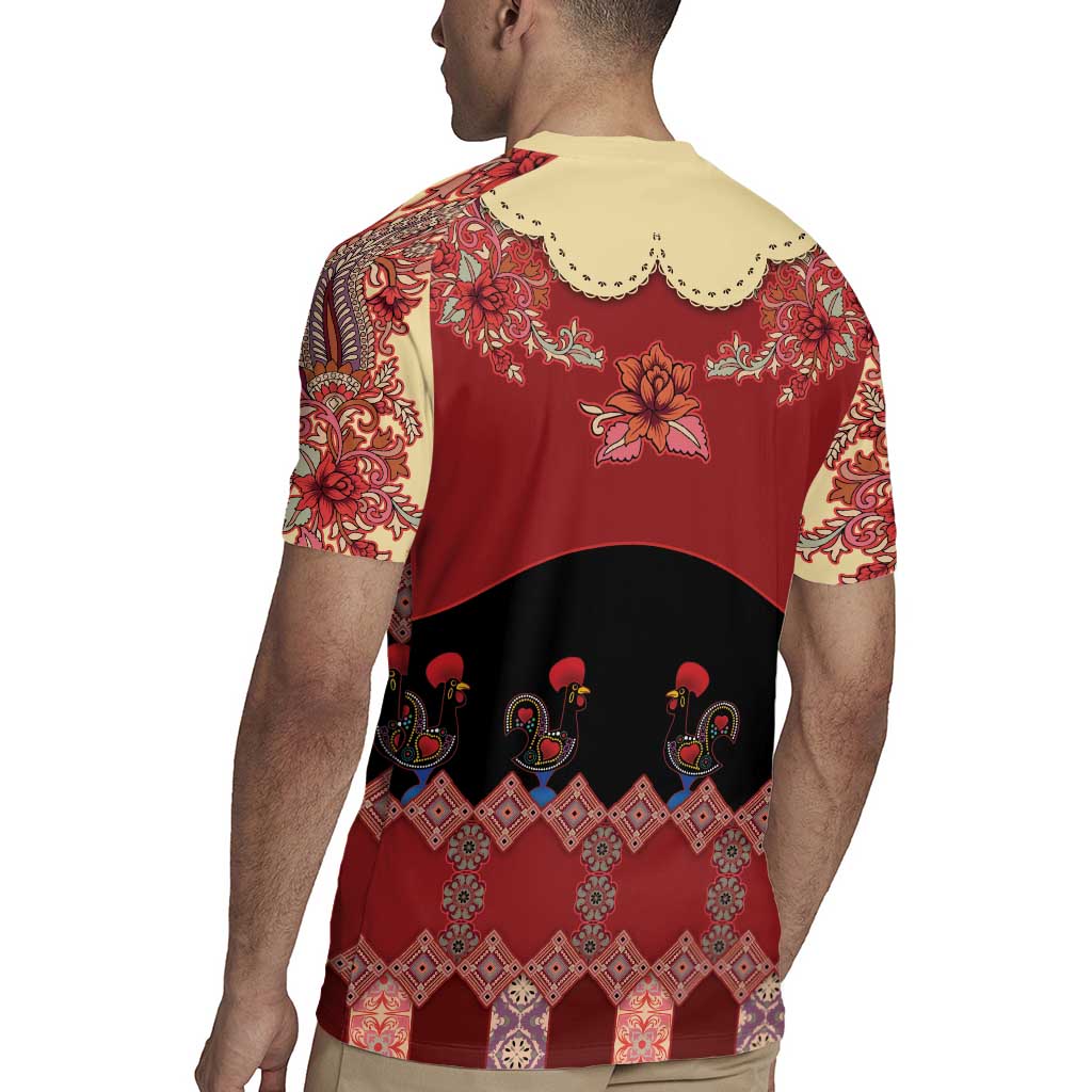 Portugal National Costume Rugby Jersey Barcelos Rooster Patterns - Wonder Print Shop