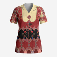 Portugal National Costume Scrub Top Barcelos Rooster Patterns - Wonder Print Shop