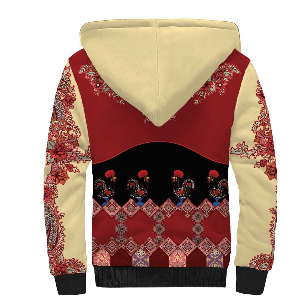 Portugal National Costume Sherpa Hoodie Barcelos Rooster Patterns - Wonder Print Shop