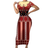 Portugal National Costume Short Sleeve Bodycon Dress Barcelos Rooster Patterns - Wonder Print Shop