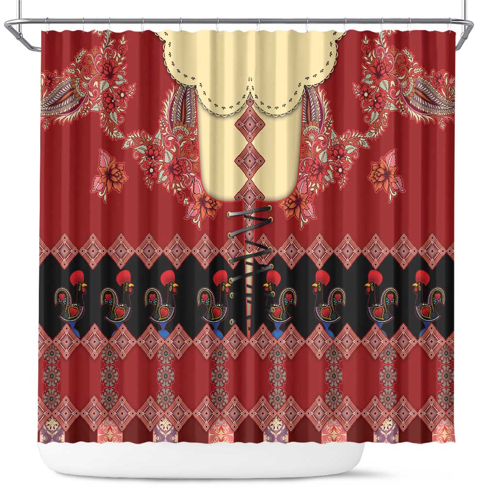 Portugal National Costume Shower Curtain Barcelos Rooster Patterns - Wonder Print Shop