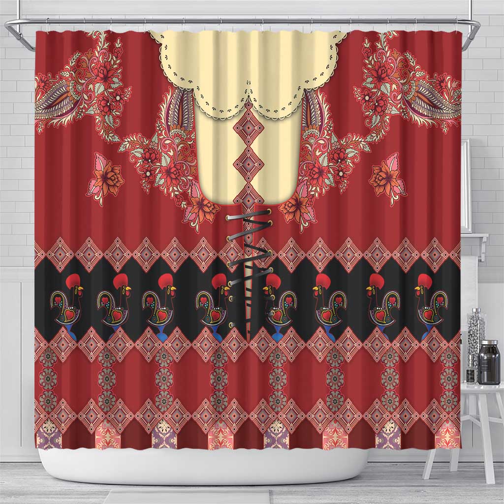 Portugal National Costume Shower Curtain Barcelos Rooster Patterns - Wonder Print Shop