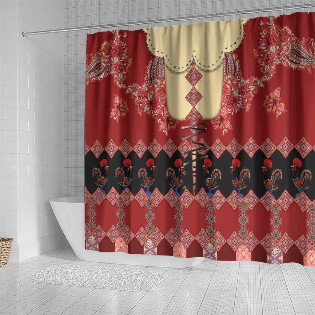 Portugal National Costume Shower Curtain Barcelos Rooster Patterns - Wonder Print Shop