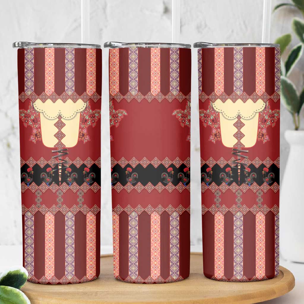 Portugal National Costume Skinny Tumbler Barcelos Rooster Patterns - Wonder Print Shop