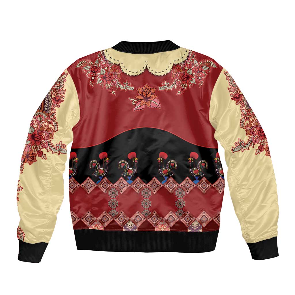 Portugal National Costume Sleeve Zip Bomber Jacket Barcelos Rooster Patterns - Wonder Print Shop