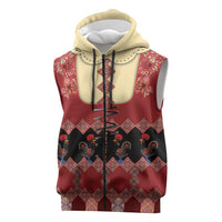Portugal National Costume Sleeveless Zip Hoodie Barcelos Rooster Patterns - Wonder Print Shop
