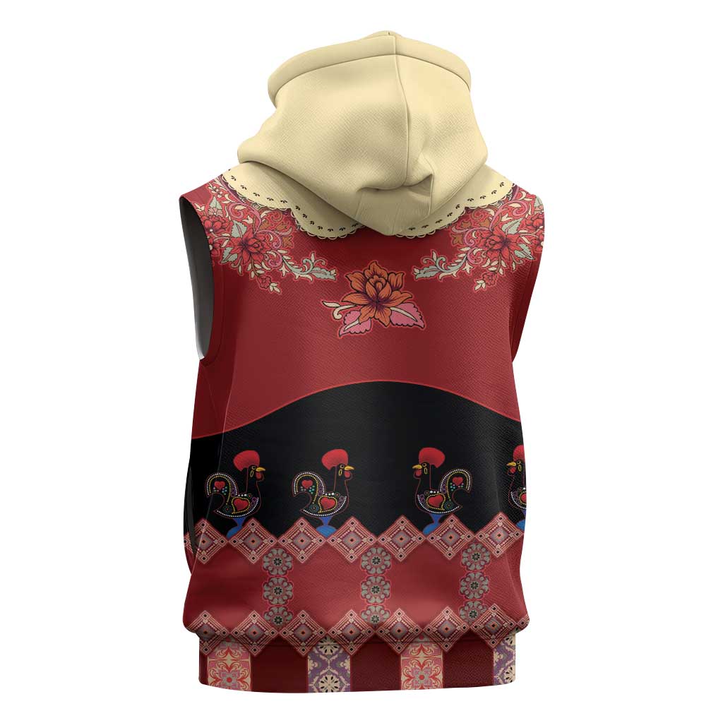 Portugal National Costume Sleeveless Zip Hoodie Barcelos Rooster Patterns - Wonder Print Shop