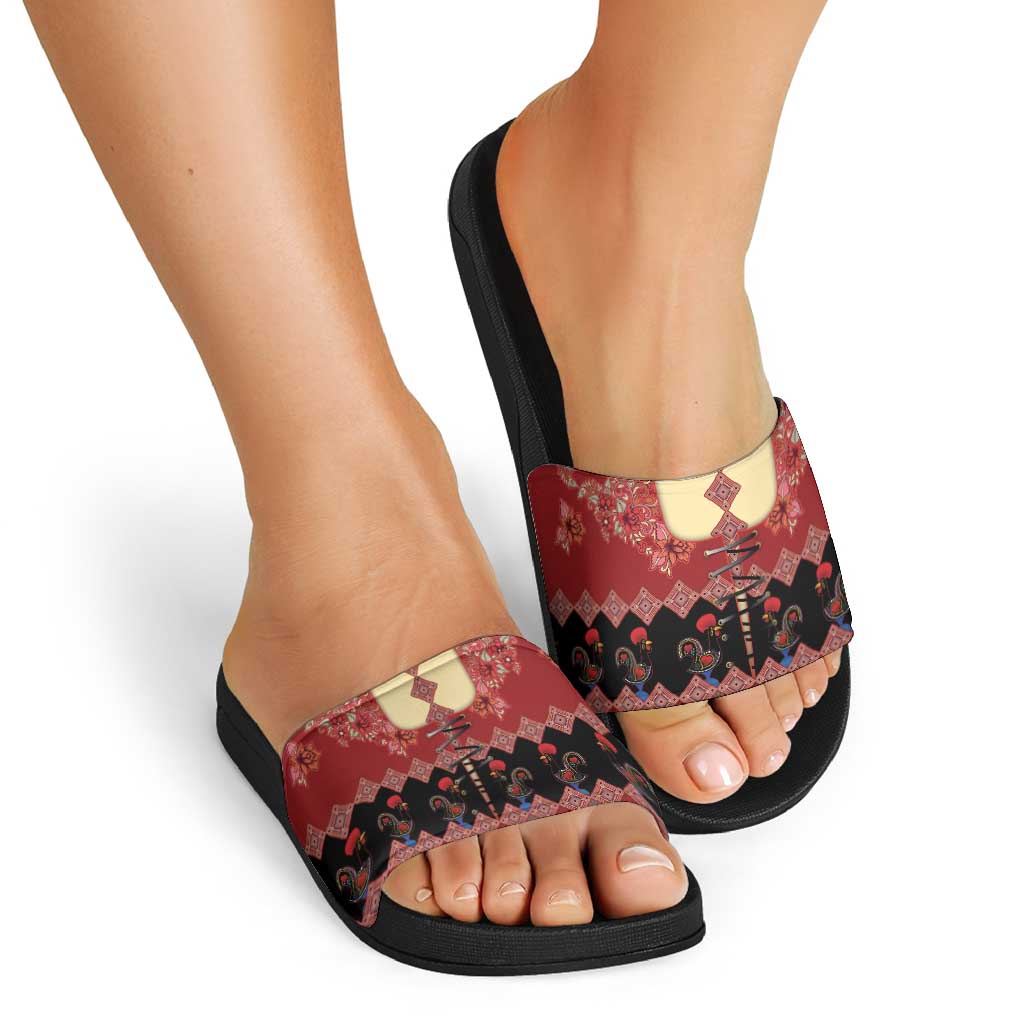 Portugal National Costume Slide Sandals Barcelos Rooster Patterns - Wonder Print Shop